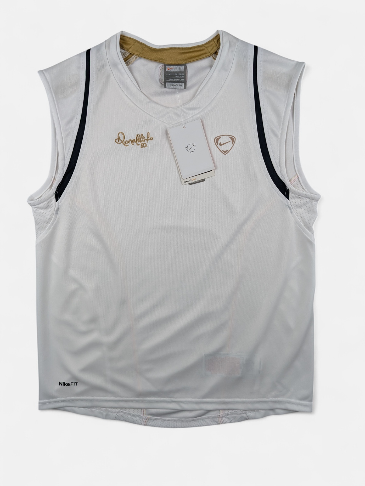 NIke Kids 2006-07 Ronaldinho 10R Training Football Vest / BNWT / White / RRP £25