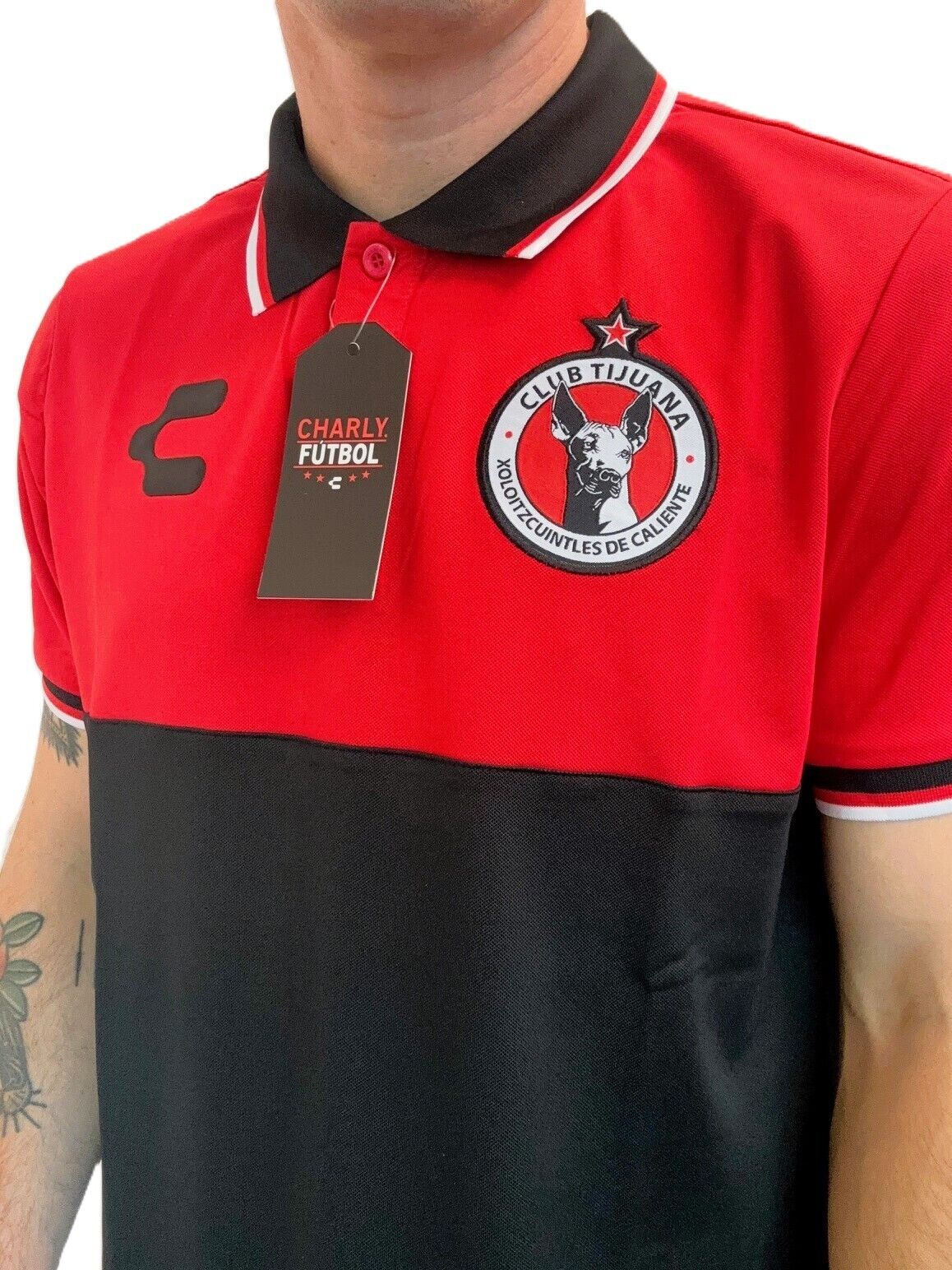 Charly Club Tijuana Football Polo Shirt / Black Red / RRP £30