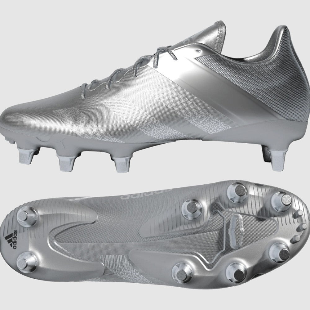 Adidas Unisex Kakari Elite (SG) Rugby Boots / Silver White / RRP £110