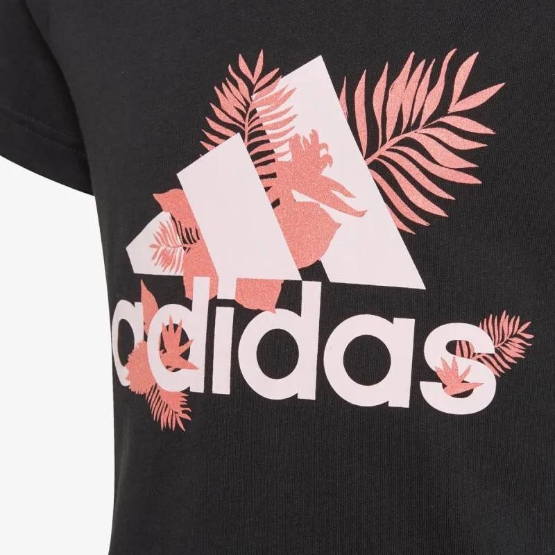 Adidas Girls Tropical Logo T-Shirt / Black / RRP £16