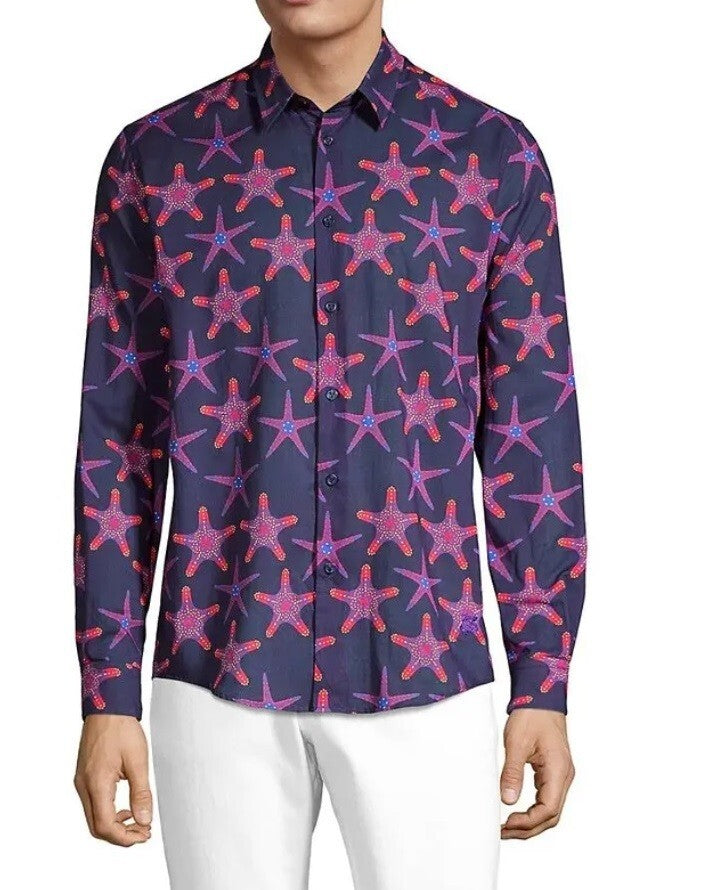 Vilebrequin Light Cotton Shirt / Unisex Caracal / Blue Starfish / RRP £165