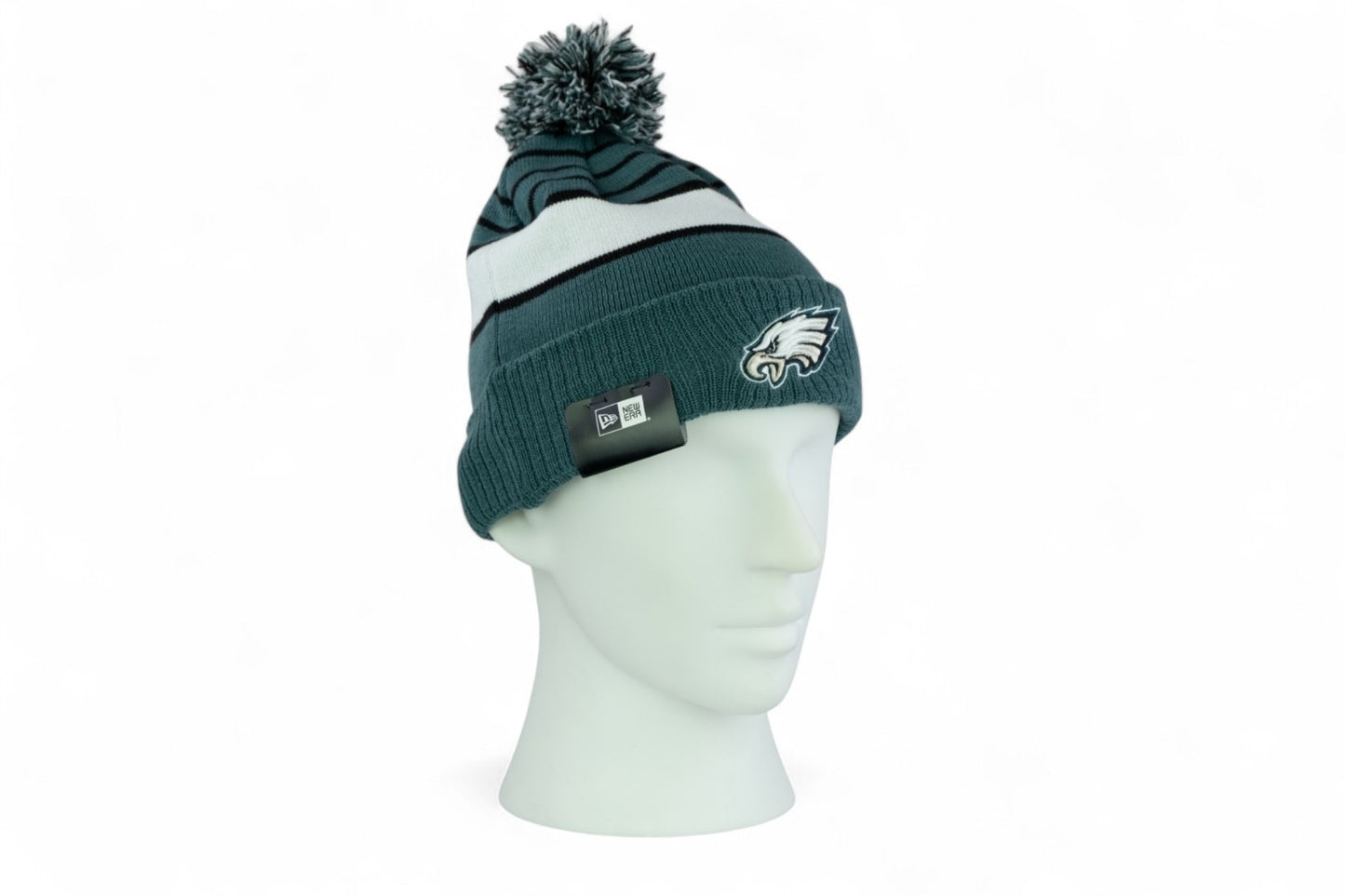 New Era Philadelphia Eagles Team Stripe Knit Hat / Green White / RRP £28