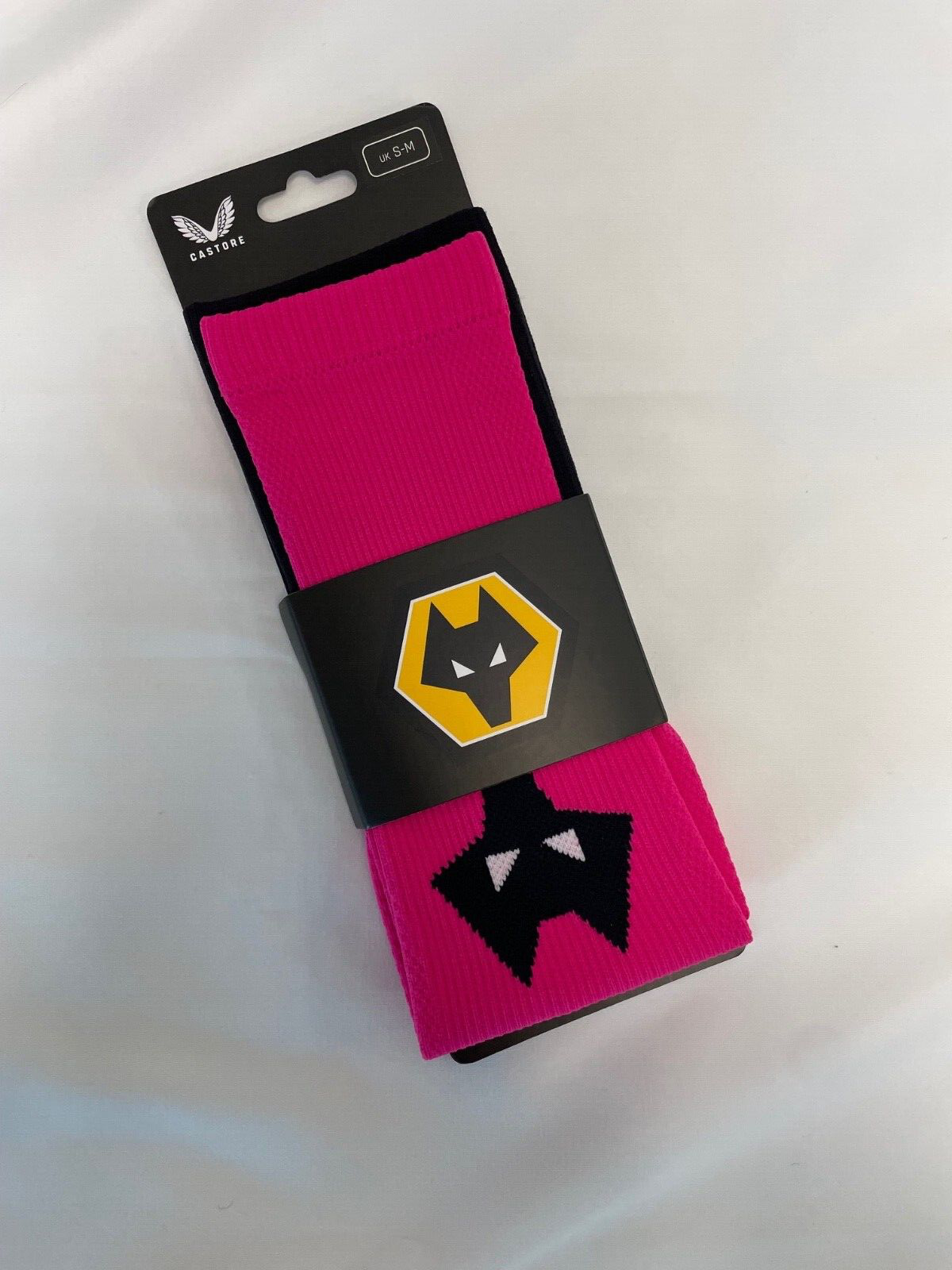 Castore Mens Wolves Player Issue Football Sleeve Socks / Pink / RRP £20