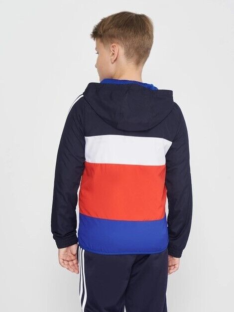 Adidas Kids Colour Block Windbreaker Jacket / Navy Blue White Red / RRP £47