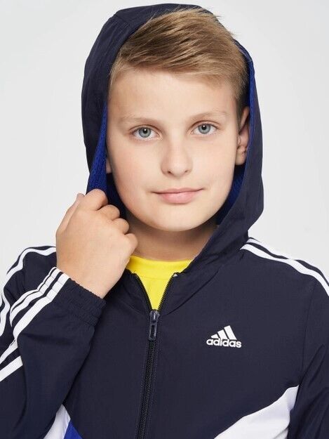 Adidas Kids Colour Block Windbreaker Jacket / Navy Blue White Red / RRP £47