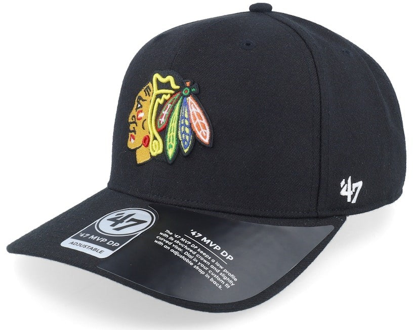 47 Brand Adult Chicago Blackhawks MVP Cap / Black / RRP £24