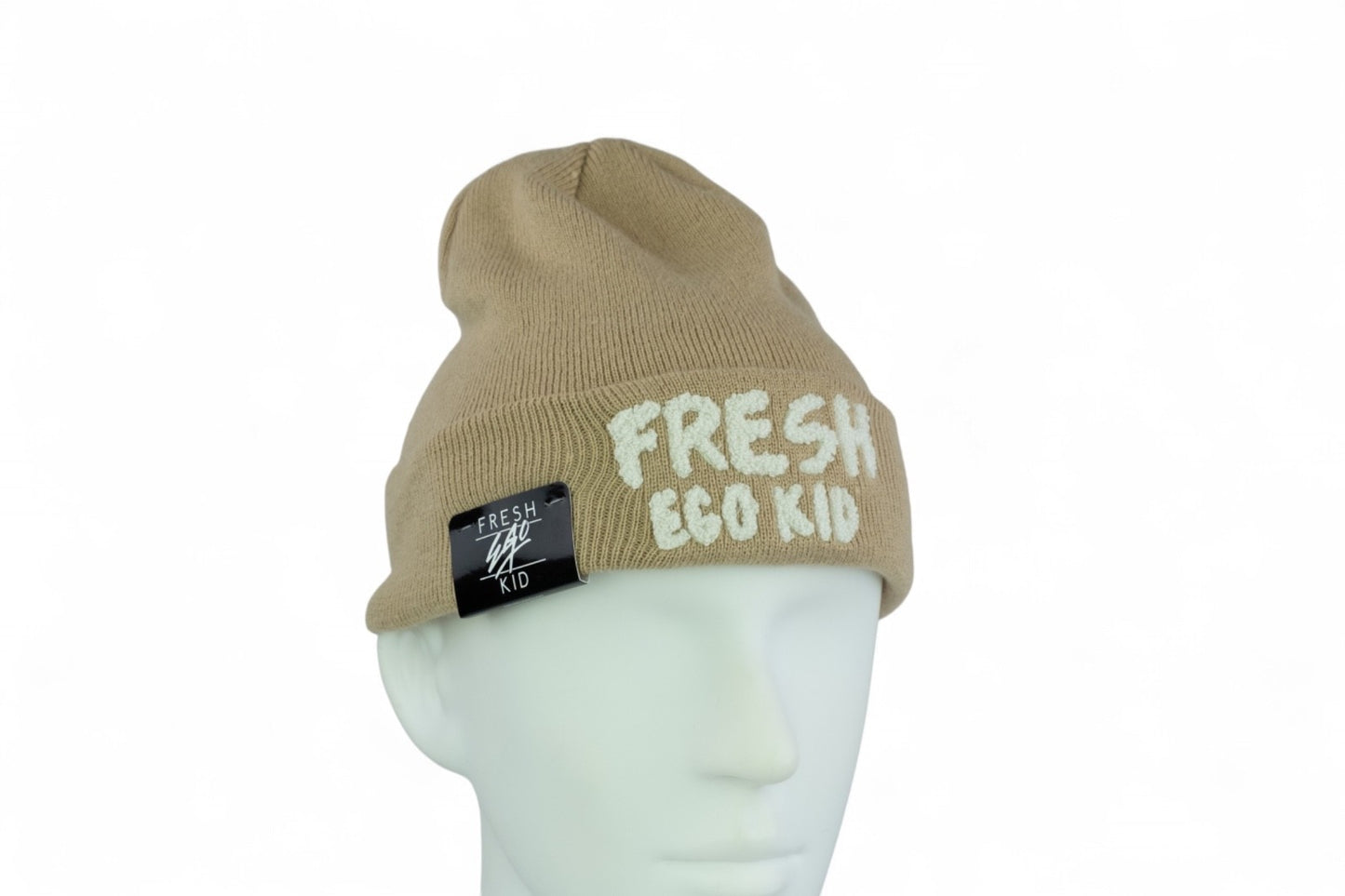 Fresh Ego Kid Heritage Knit Beanie Hat / Khaki Ivory / RRP £24
