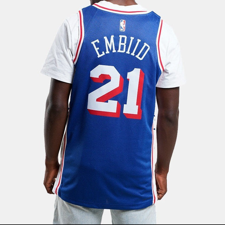 Nike Philadelphia 76ers Icon Basketball Jersey / Blue / Joel Embiid / RRP £95