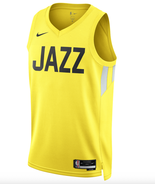 Nike Mens Utah Jazz Icon Swingman Plain Basketball Vest / Yellow Black / RRP £90