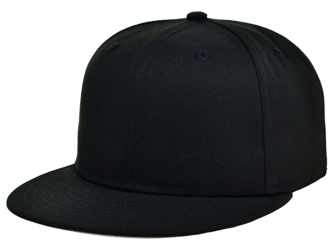 Unisex Plain Full Court Fitted Hat / Black Grey / £22