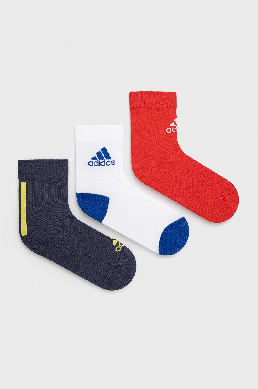 Adidas Toddler 3 Pack Crew Socks / White Red Grey / RRP £12