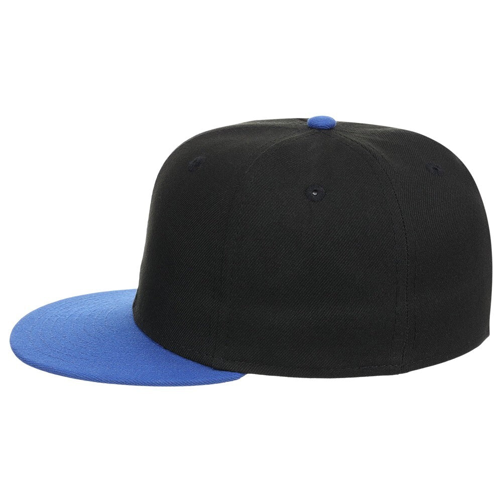 Unisex Plain Full Court Fitted Hat / Black Royal Blue / £22