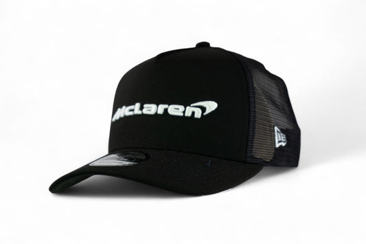 New Era Mclaren F1 Word 9FORTY A Frame Trucker Cap / Black White / RRP £36