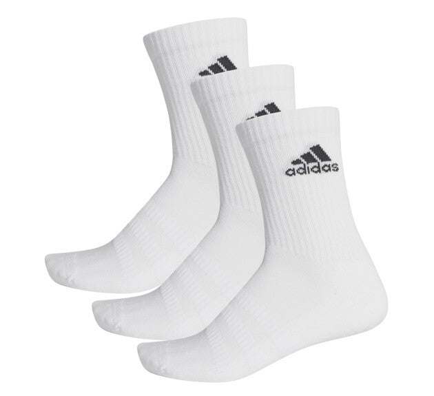 Adidas Unisex Cushioned Crew 3 Pack Socks / White / RRP £13