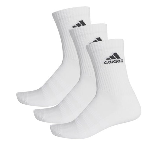Adidas Unisex Cushioned Crew 3 Pack Socks / White / RRP £13
