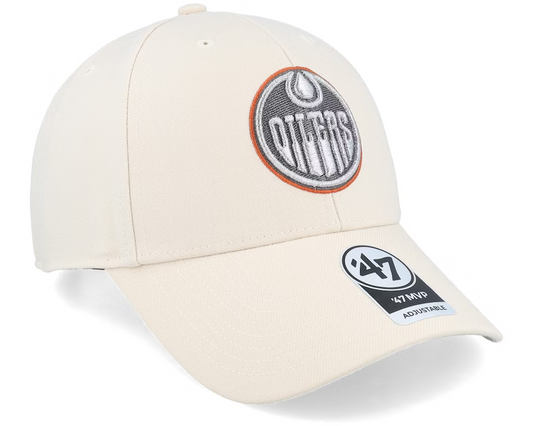 47 Brand Edmonton Oilers NHL MVP Snapback Cap / Beige Silver / RRP £28