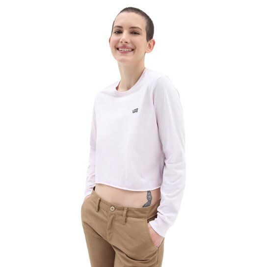 Vans Womens V Logo Long Sleeve Crop T-Shirt / Lavender Fog / RRP £30