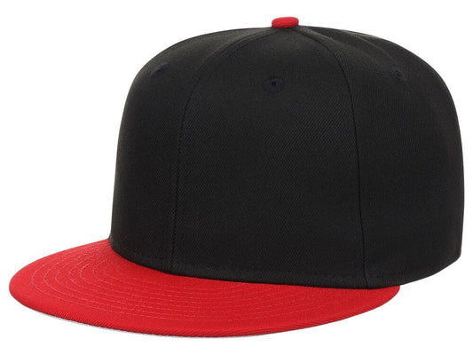 Unisex Plain Full Court Fitted Hat / Black Red / £22