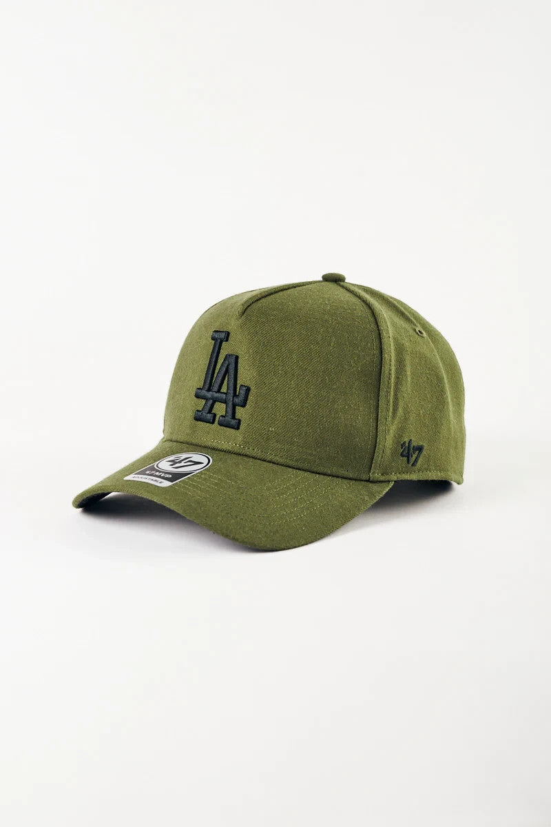 47 Brand LA Dodgers Adjustable MVP Cap / Olive Green Black Logo / RRP £28