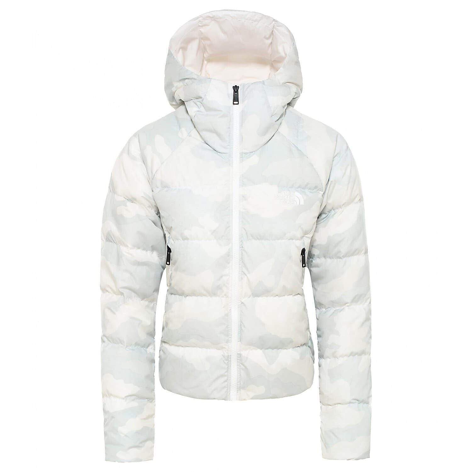 The North Face Women's Hyalite Down Hooded Puffer Jacket / White Camo / Large