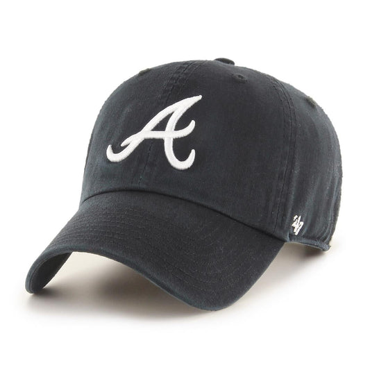 47 Brand Adult Atlanta Braves Clean Up Relaxed Cap / Black / RRP £24