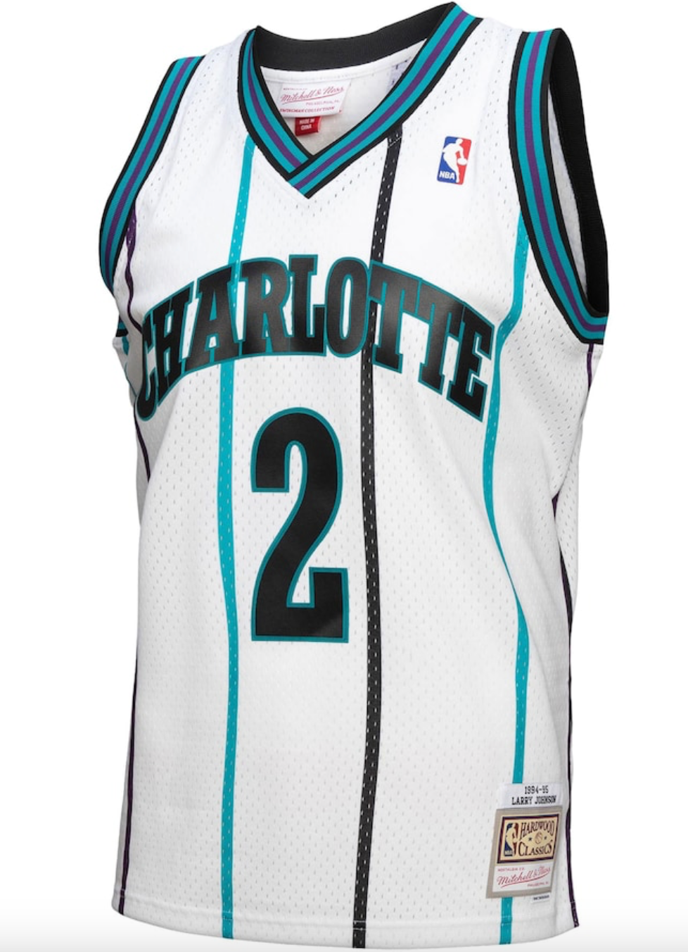 Mitchell & Ness Charlotte Hornets Mens Basketball Vest / #2 Johnson / White
