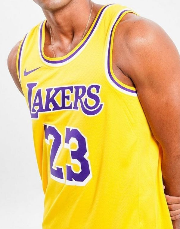 Nike LA Lakers Icon Basketball Jersey / Yellow / Lebron James / RRP £95