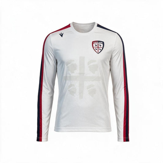 Macron Mens Cagliari 100th Long Sleeve Fan Tee / White / RRP £35