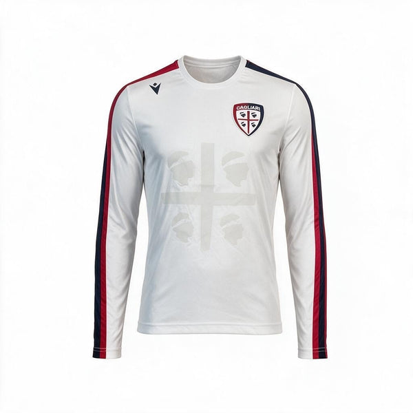 Macron Mens Cagliari 100th Long Sleeve Fan Tee / White / RRP £35