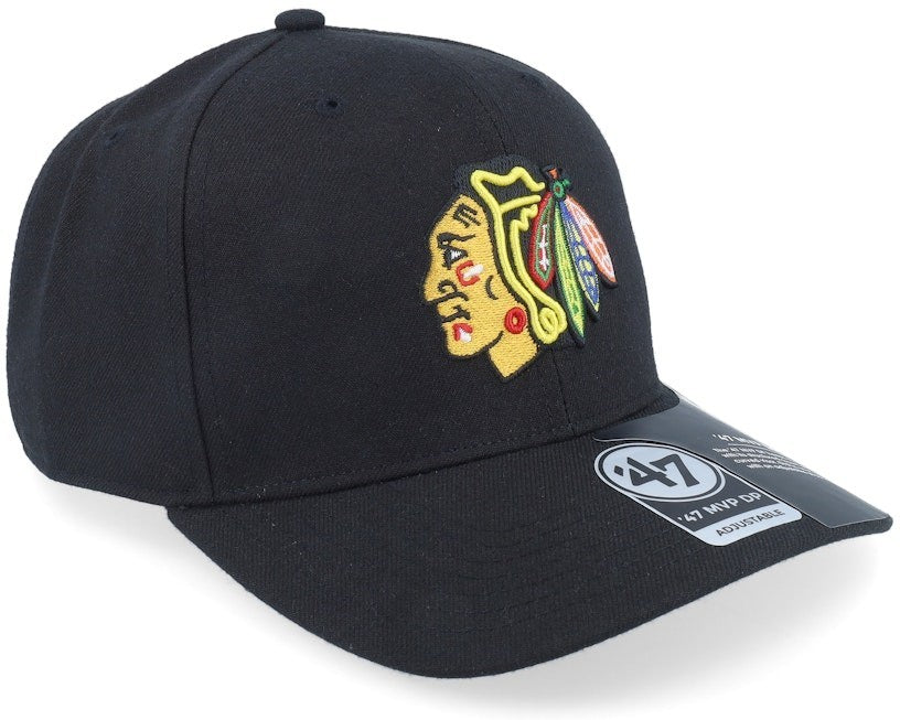 47 Brand Adult Chicago Blackhawks MVP Cap / Black / RRP £24