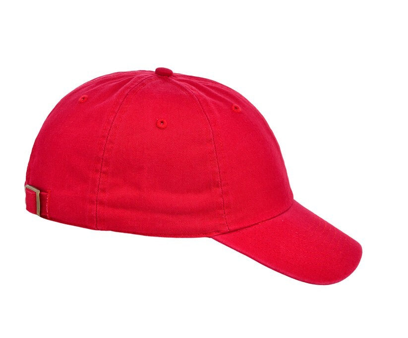 Unisex 6 Panel Plain Baseline Cap / Red / £18