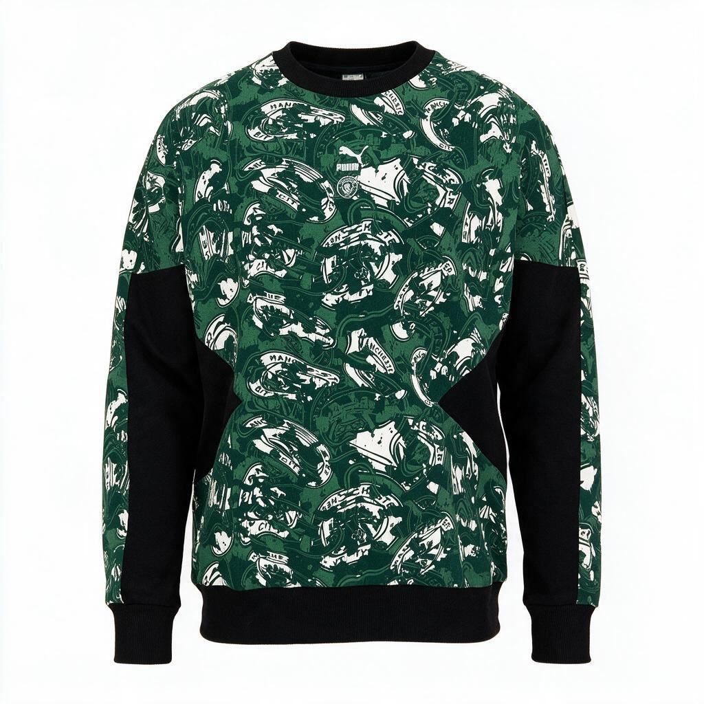 Puma Mens Manchester City Crew Sweat Top / Green / RRP £60