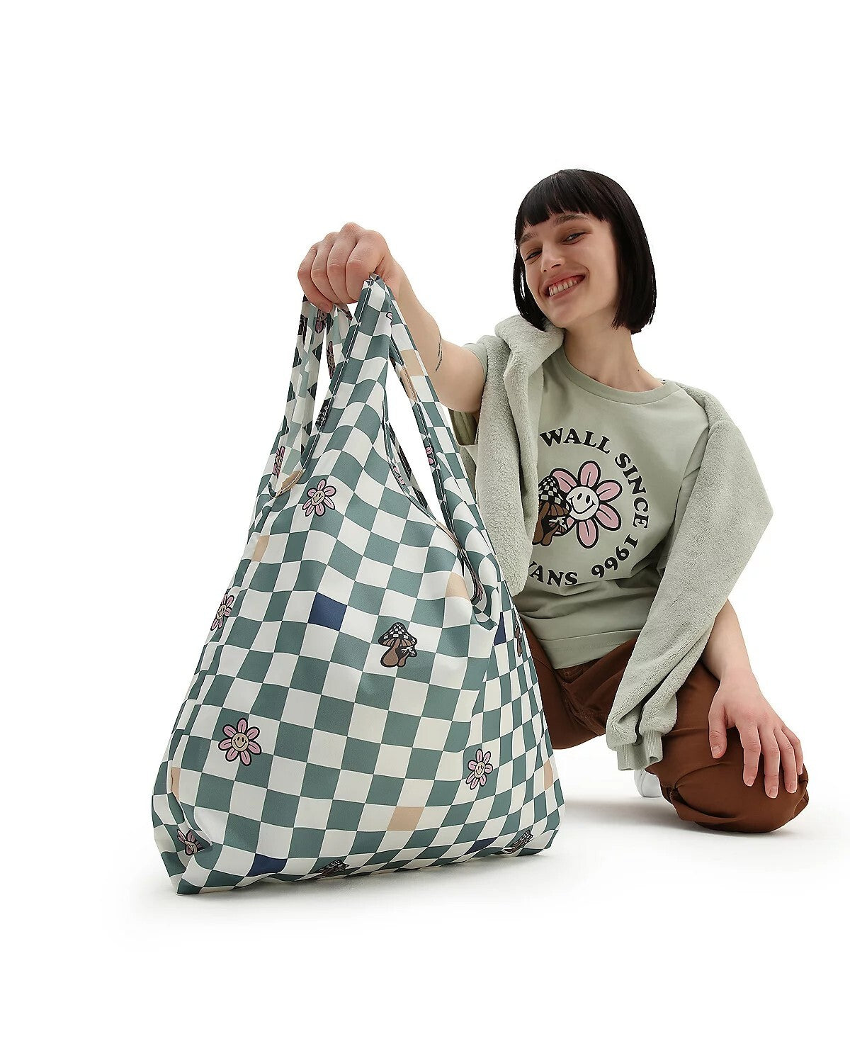 Vans Womens Contortion Tote Bag / Checker Green / RRP £24
