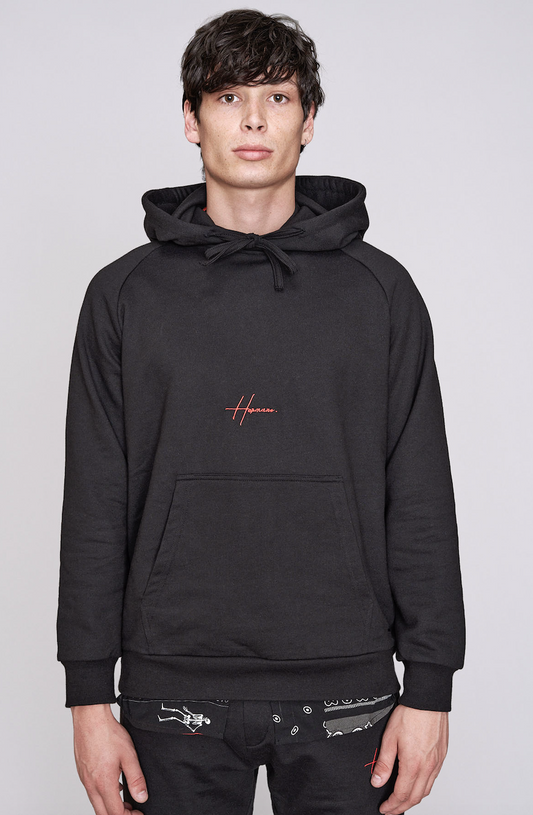Hermano Mens Black Embroidered Logo Regular Fit Hoodie / BNWT / Black / RRP £50