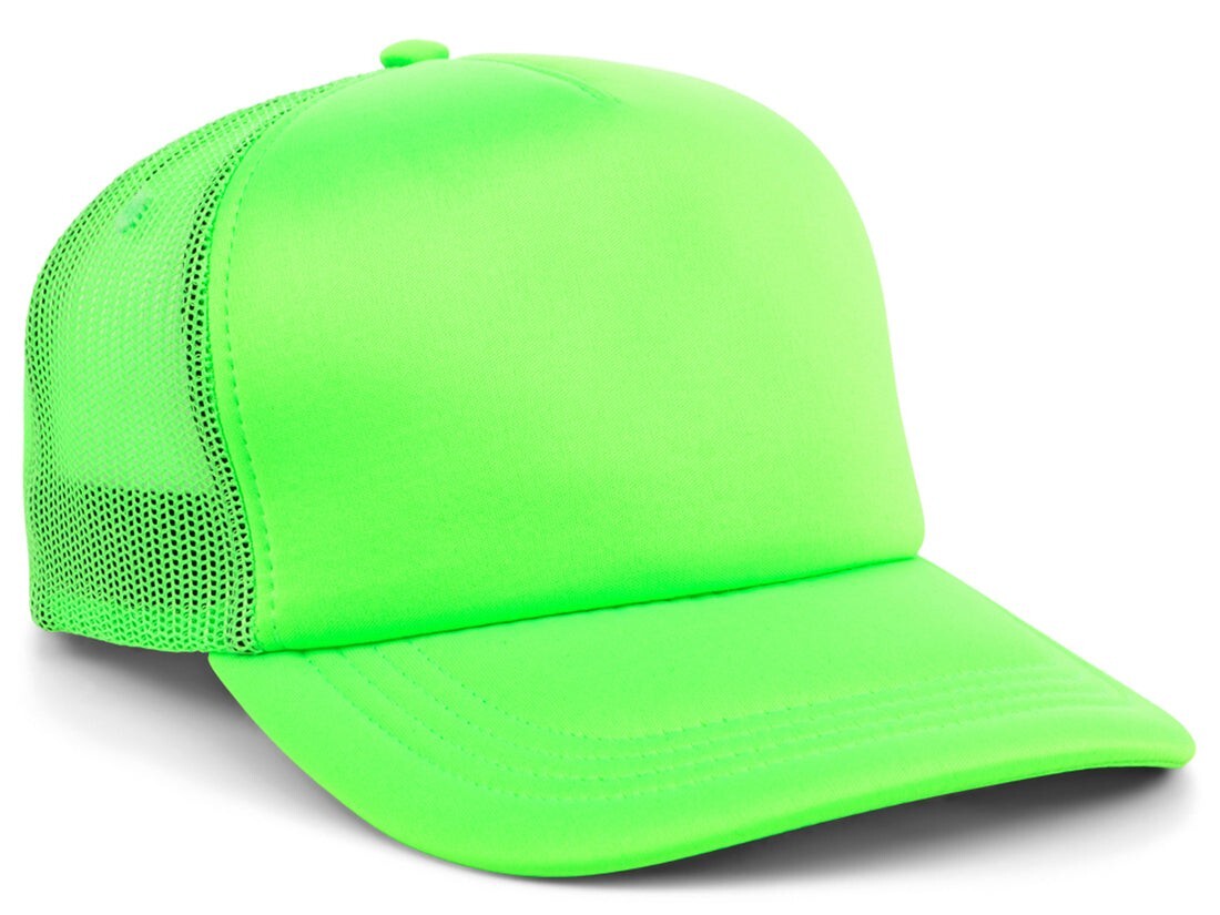 Crowns By Lids Unisex Plain Screen Foam Trucker Hat / Neon / £20