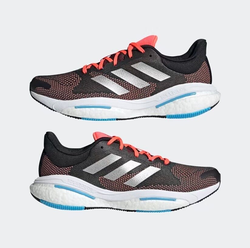 Adidas Mens Solar Glide 5 Trainers / Black Silver Orange / RRP £120