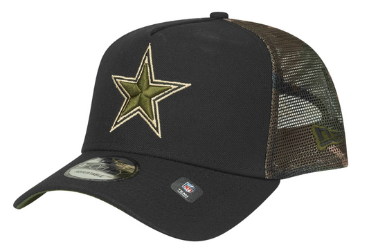 New Era 9FORTY Dallas Cowboys Woodland Camo Trucker Cap / Black Green / RRP £32