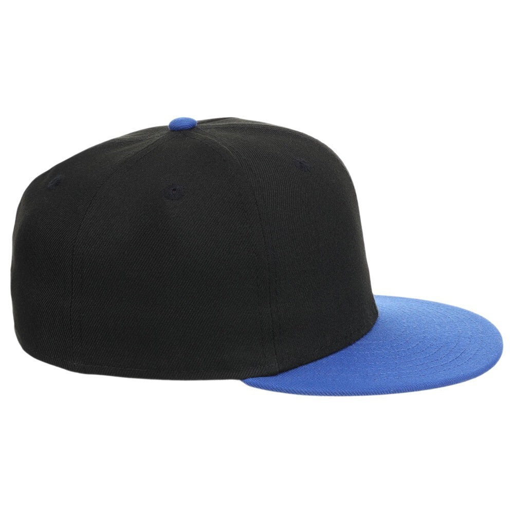 Unisex Plain Full Court Fitted Hat / Black Royal Blue / £22