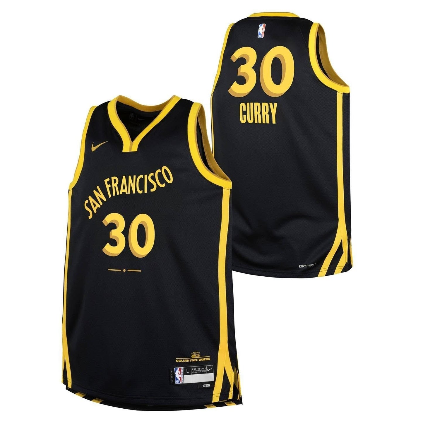 Nike Kids Black Basketball Jersey / Golden State Warriors / Curry / RRP £80