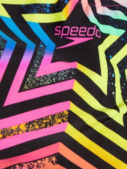 Speedo Girls Placement Splashback Swimsuit / Black Pink / RRP £20