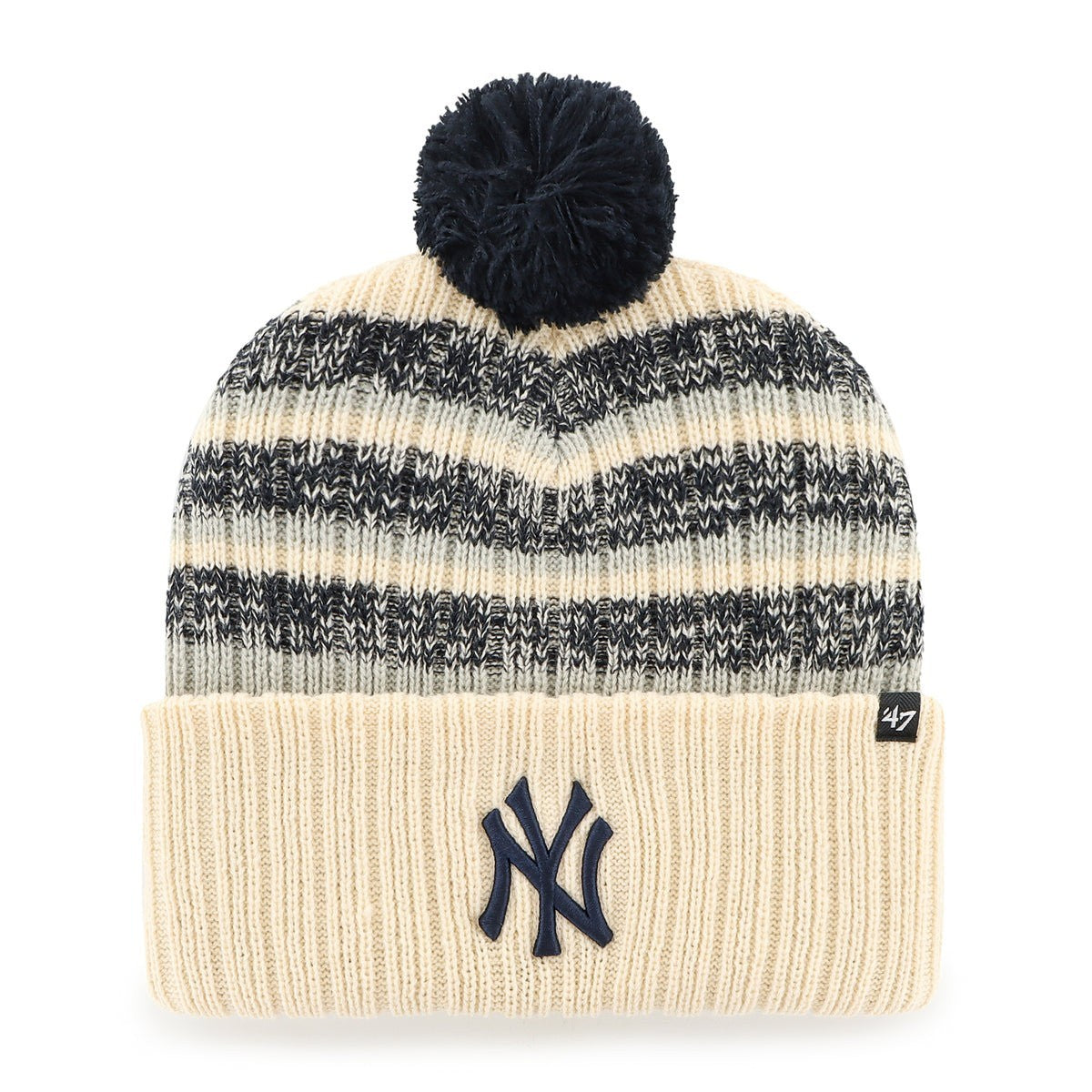 47 Brand New York Yankees Tavern Cuff Knit Hat / Ivory Black / RRP £30