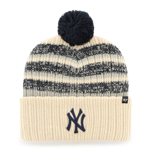47 Brand New York Yankees Tavern Cuff Knit Hat / Ivory Black / RRP £30
