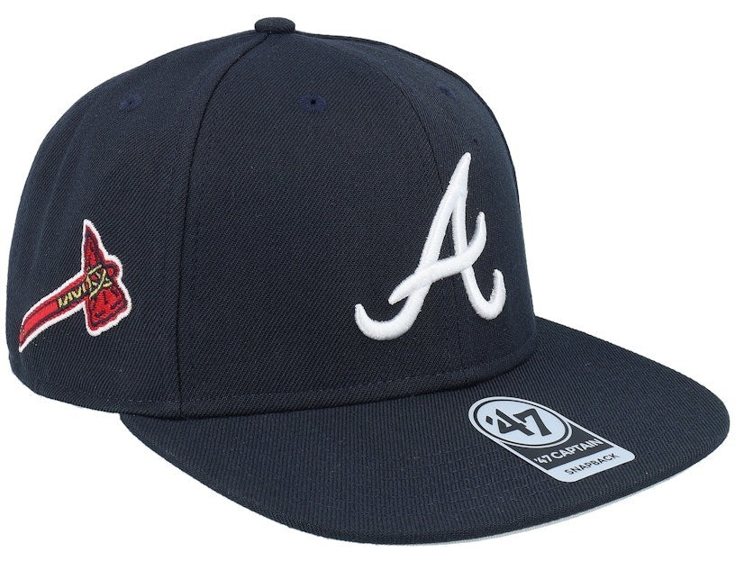 47 Brand Adult Atlanta Braves Sure Shot Captain Snapback / Navy / RRP £30