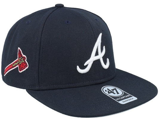 47 Brand Adult Atlanta Braves Sure Shot Captain Snapback / Navy / RRP £30