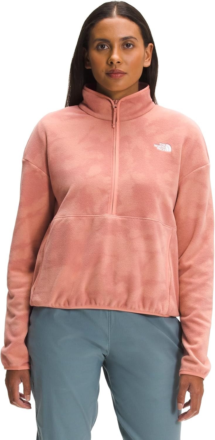 The North Face Womens Printed TKA Glacier Cropped Fleece / Pink / RRP £65
