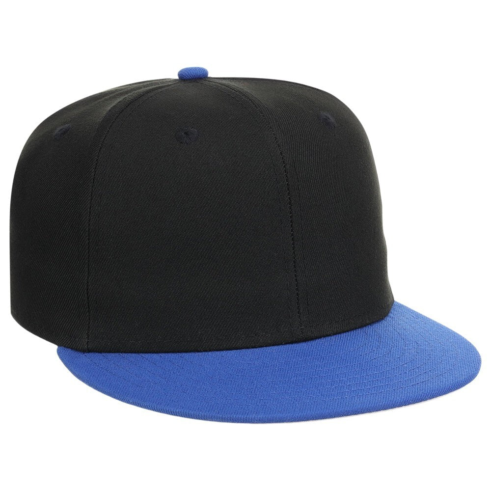 Unisex Plain Full Court Fitted Hat / Black Royal Blue / £22