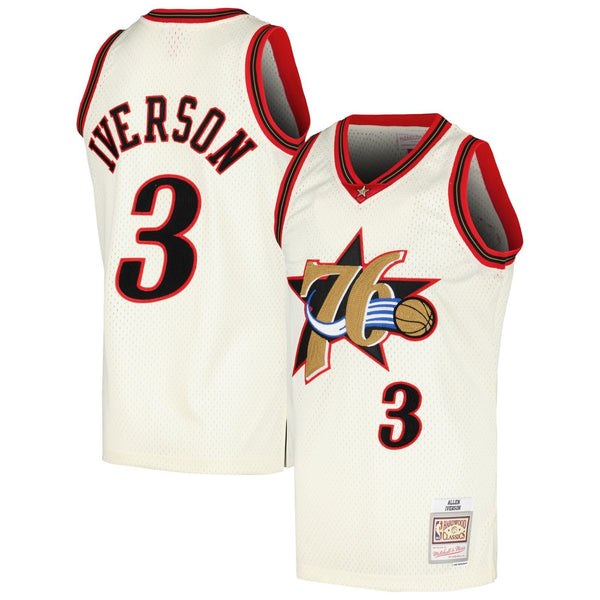 Mitchell & Ness Philadelphia 76ers Chainstich Iverson Jersey / Cream / RRP £110