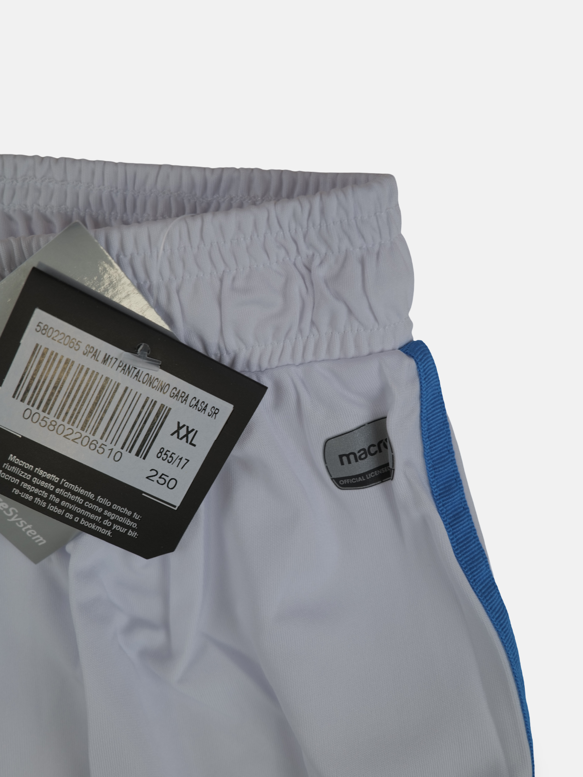 Macron Mens 2017-18 Spal Home Football Shorts / White / RRP £29.99