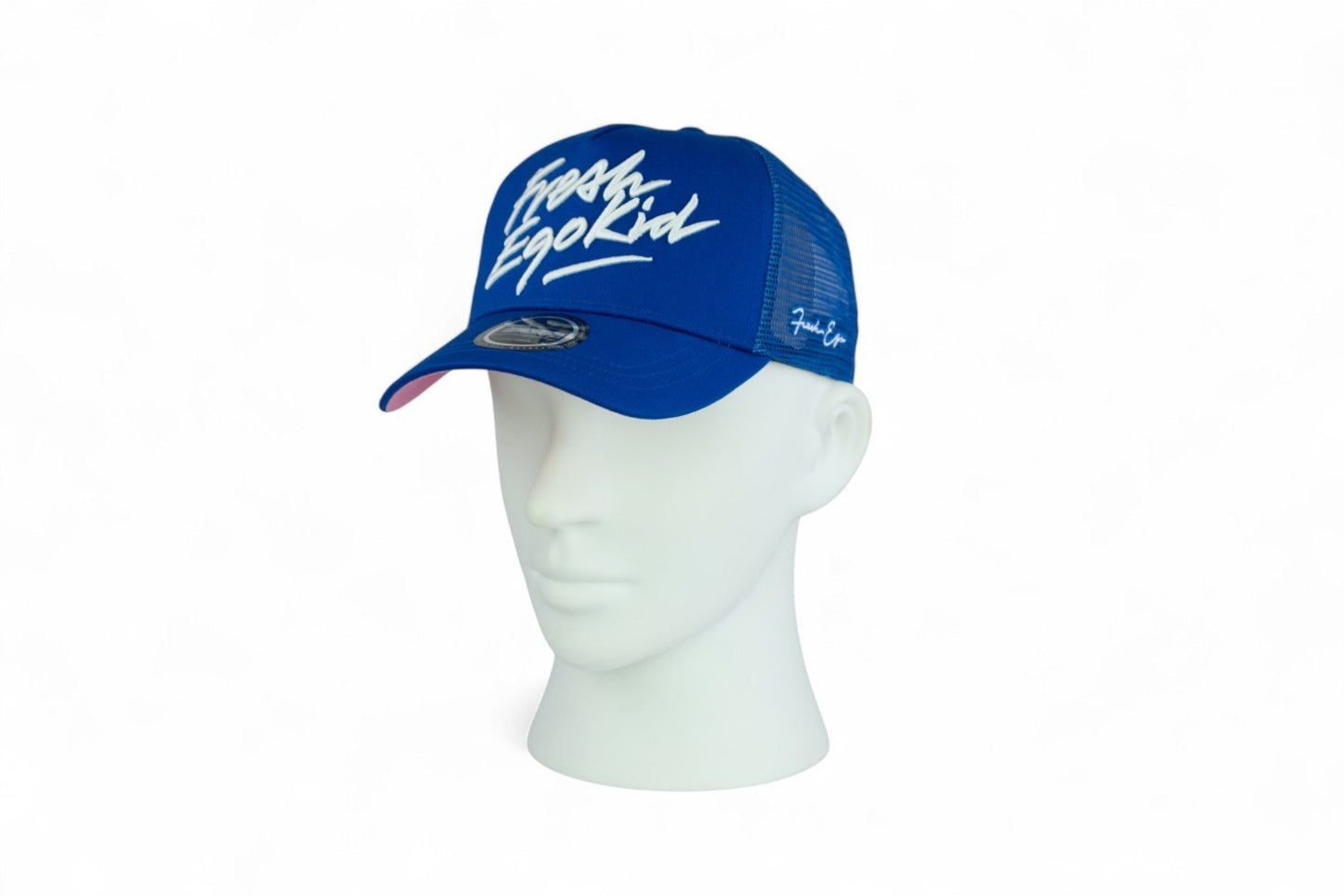 Fresh Ego Kid Script Trucker Cap / Blue White Pink / RRP £35