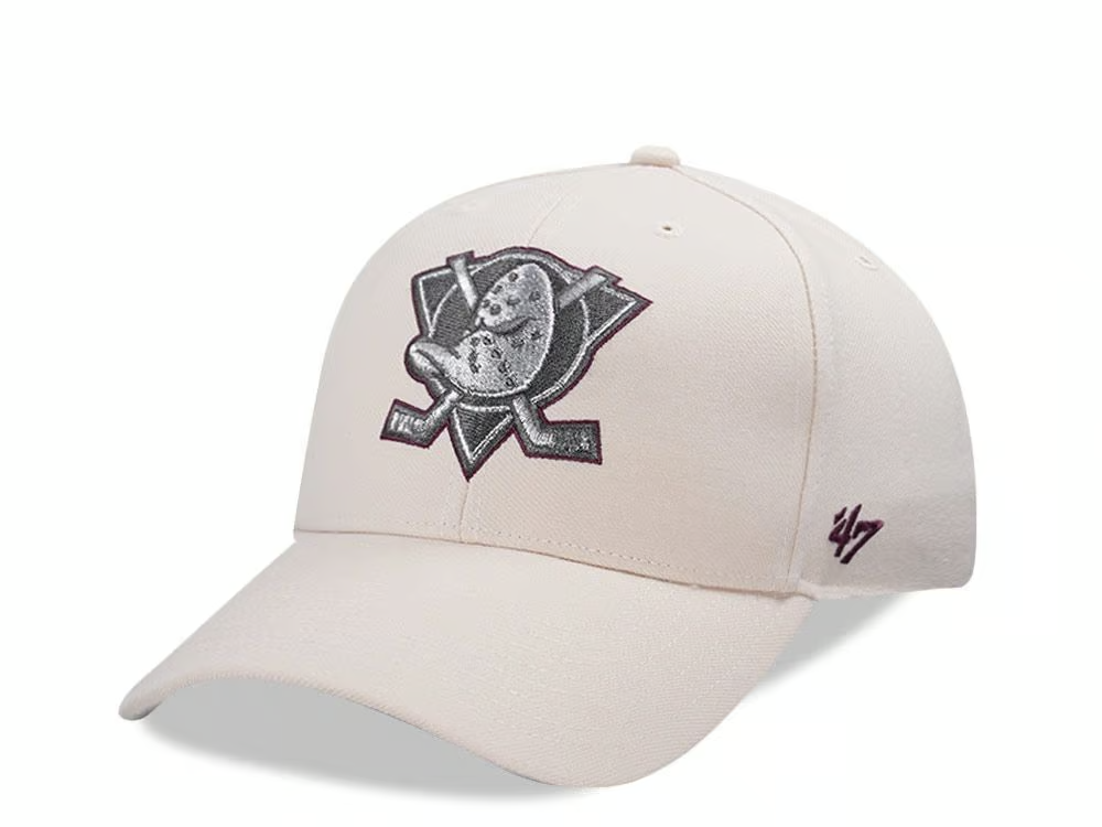 47 Brand Anaheim Ducks NHL Metallic MVP Snapback Cap / Beige Silver / RRP £28